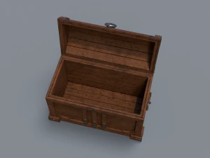 Old treasure chest pine and brown 3D Model