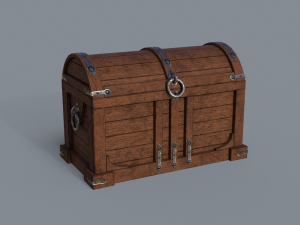 Old treasure chest pine and brown Modello 3D