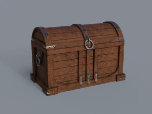Old treasure chest pine and brown 3D Model