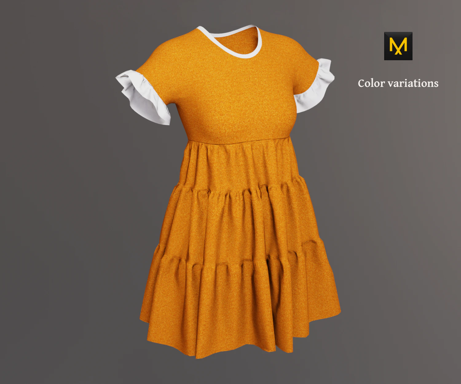Woman dress with cascading ruffles 3D Model .c4d .max .obj .3ds .fbx .stl .blend
