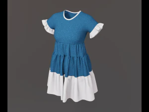 Woman dress with cascading ruffles 3D Model