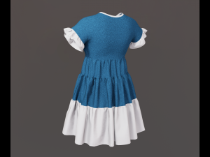 Woman dress with cascading ruffles Modello 3D