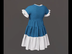 Woman dress with cascading ruffles 3D Model