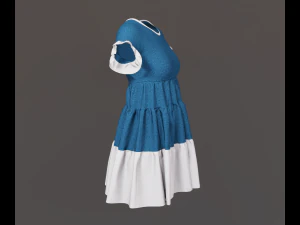 Woman dress with cascading ruffles 3D Model