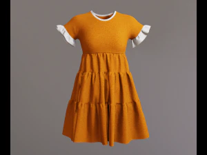 Woman dress with cascading ruffles 3D Model