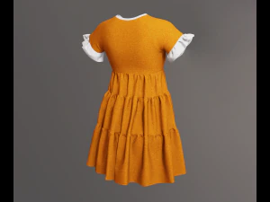 Woman dress with cascading ruffles 3D Model