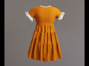 Woman dress with cascading ruffles 3D Model
