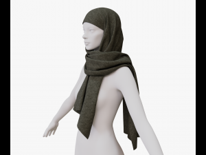 Medieval and winter long shawl 3D Model