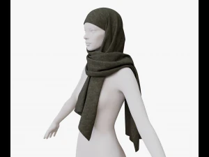 Medieval and winter long shawl 3D Model