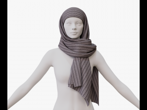 Medieval and winter long shawl 3D Model
