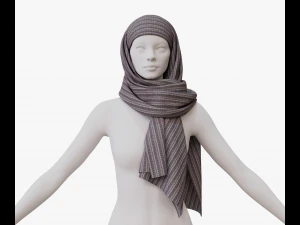 Medieval and winter long shawl 3D Model