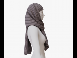 Medieval and winter long shawl 3D Model