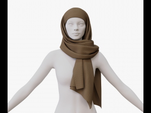 Medieval and winter long shawl 3D Model