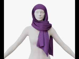 Medieval and winter long shawl 3D Model