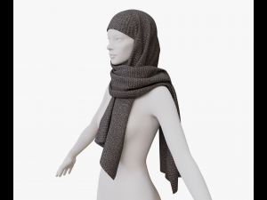 Medieval and winter long shawl 3D Model