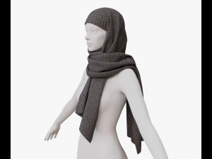 Medieval and winter long shawl 3D Model