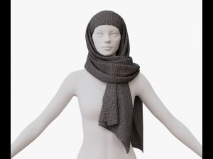 Medieval and winter long shawl 3D Model