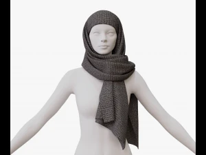 Medieval and winter long shawl 3D Model