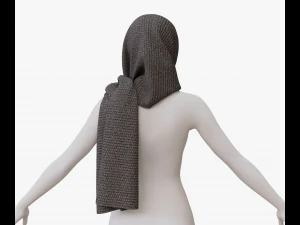 Medieval and winter long shawl 3D Model