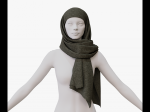 Medieval and winter long shawl 3D Model