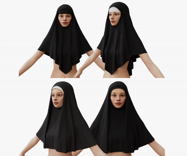 Nuns veil wimple 3D-Modell .c4d .max .obj .3ds .fbx .stl .blend 