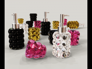 Dispeser and glass with bubbles 3D Model