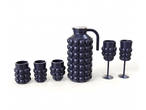 Set of jug and glasses with bubbles Modelo 3D
