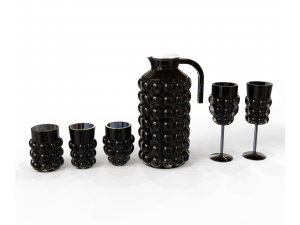 Set of jug and glasses with bubbles Modelo 3D