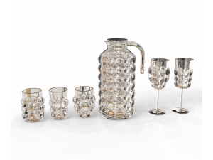Set of jug and glasses with bubbles Modelo 3D
