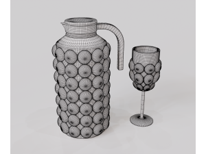 Set of jug and glasses with bubbles Modelo 3D