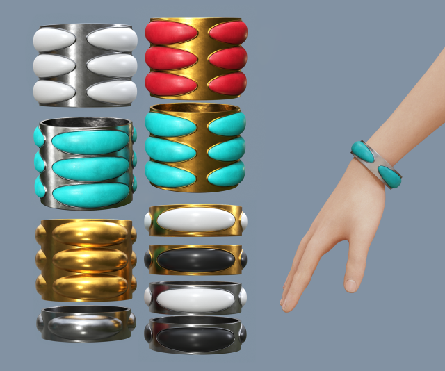 Forged bracelets with stones Modelo 3D .c4d .max .obj .3ds .fbx .stl .blend 