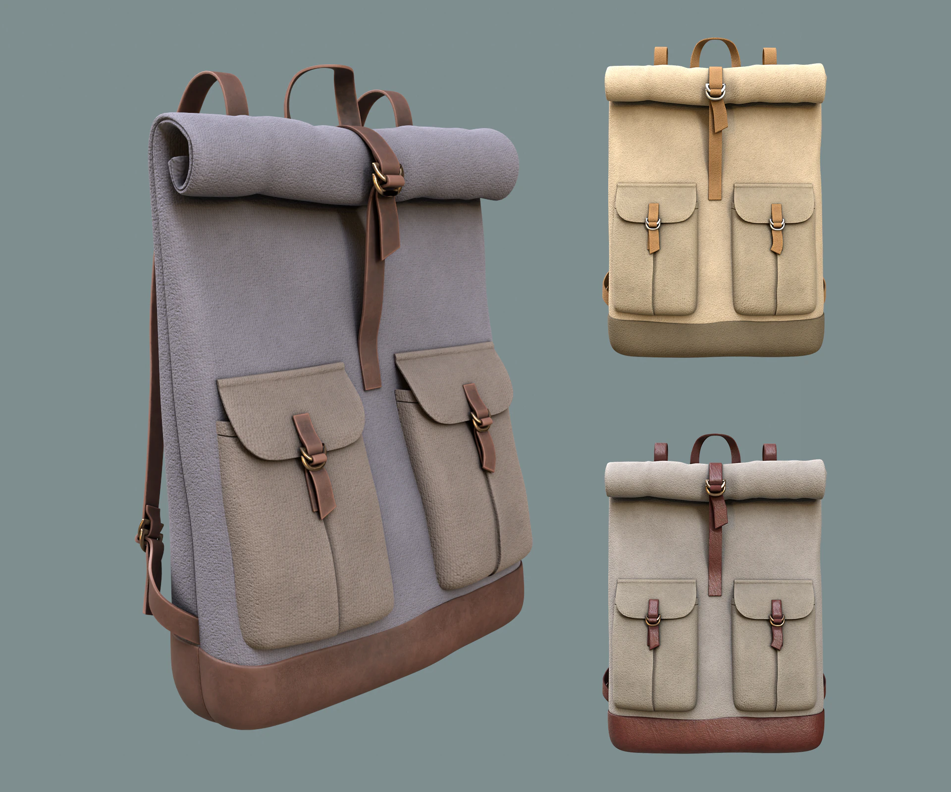 Realistic Traveler bakpack 3D Model .c4d .max .obj .3ds .fbx .stl .blend