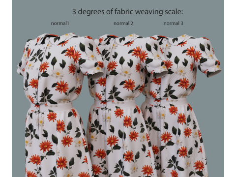 Retro floral dress Model 3D