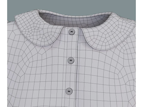 Retro floral dress 3D Model