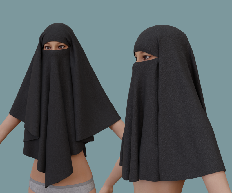 Muslim Niqab 3D Model .c4d .max .obj .3ds .fbx .stl .blend 