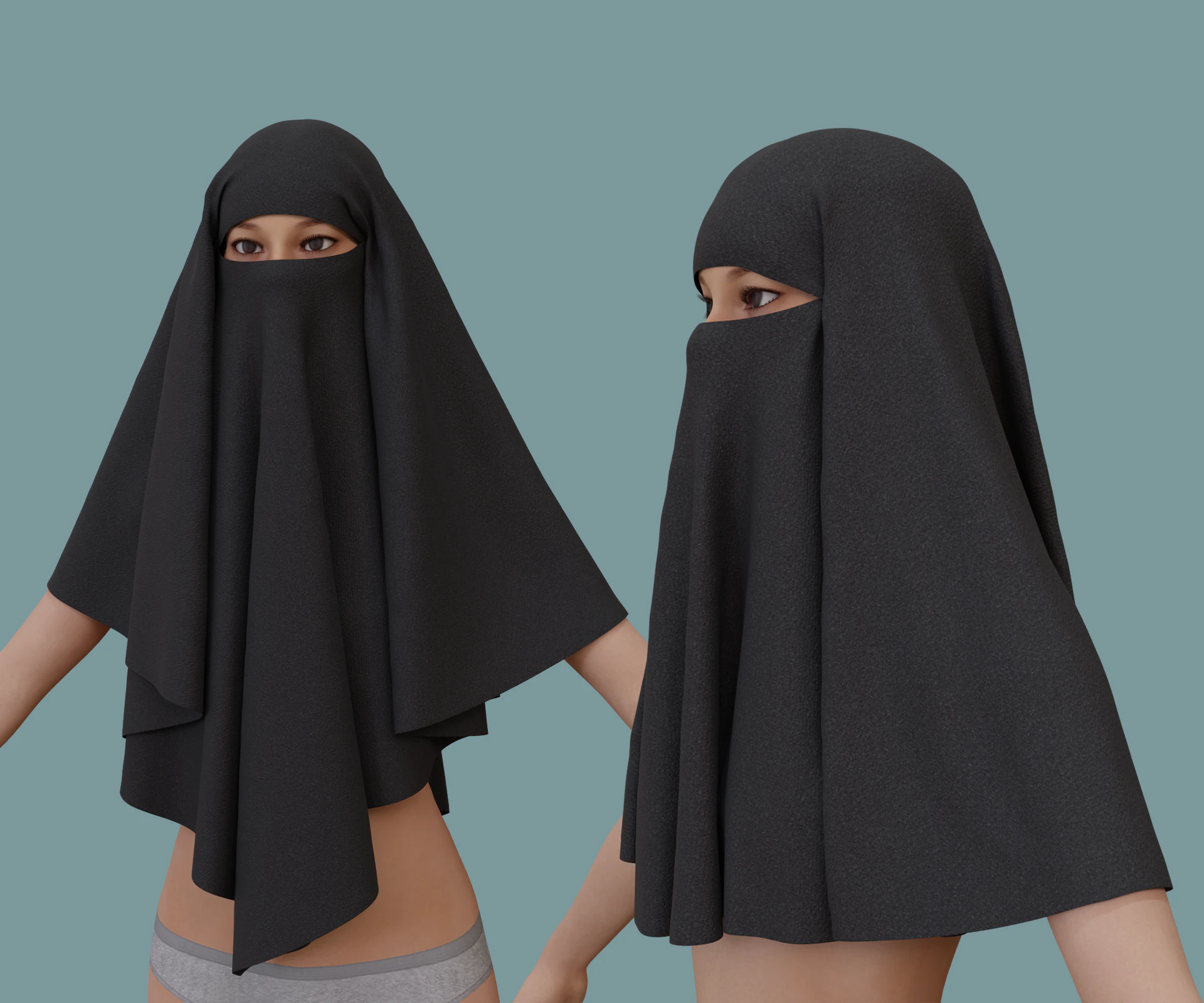 Muslim Niqab 3D Model .c4d .max .obj .3ds .fbx .stl .blend 