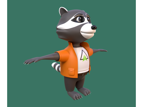 Cartoon raccoon in clothes 3D Модель