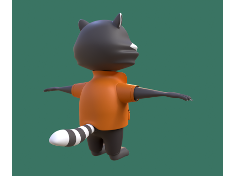 Cartoon raccoon in clothes 3D Модель