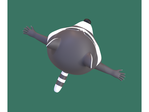 Cartoon raccoon in clothes 3D Модель