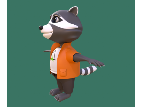 Cartoon raccoon in clothes 3D Модель