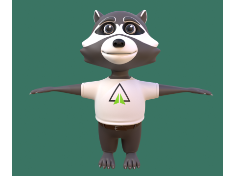 Cartoon raccoon in clothes 3D Модель