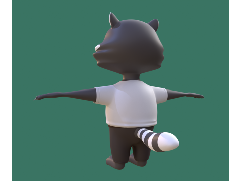 Cartoon raccoon in clothes 3D Модель