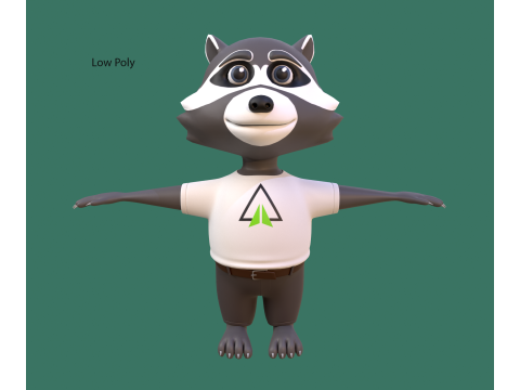 Cartoon raccoon in clothes 3D Модель