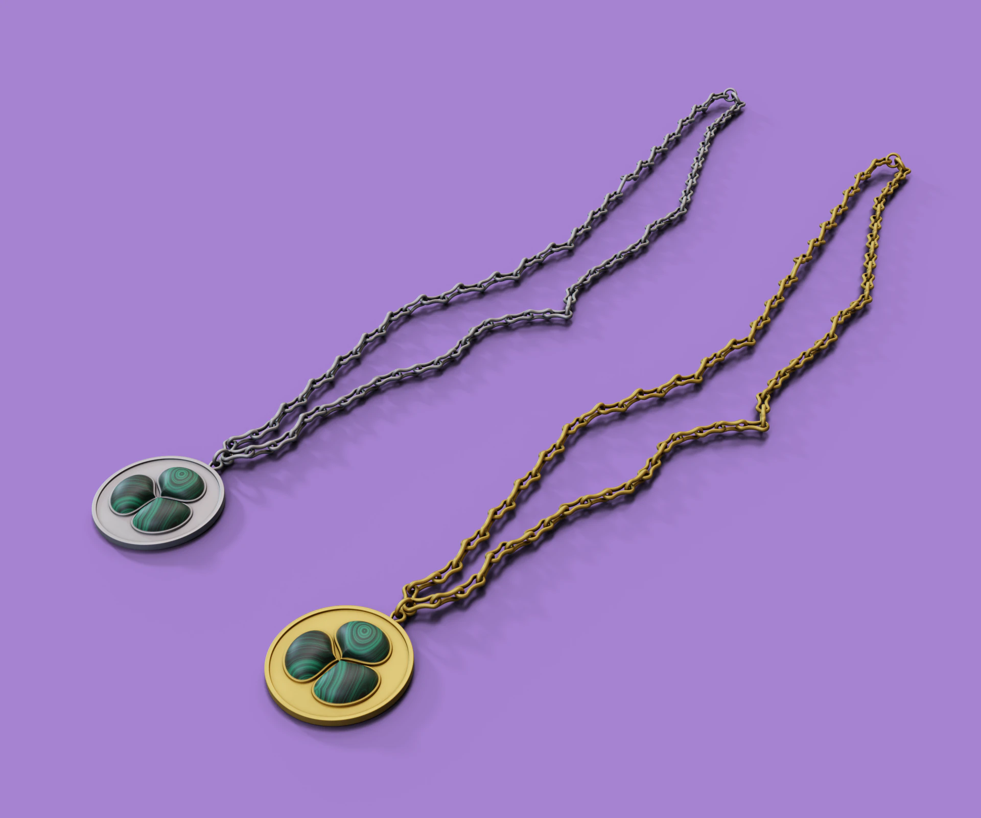 Pendant with trefoil made of machite 3D Model .c4d .max .obj .3ds .fbx .stl .blend 