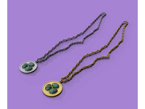 Кулон с трилистником из машита 3D Модель