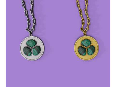 Pendant with trefoil made of machite 3D Model
