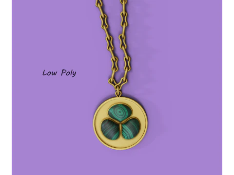 Pendant with trefoil made of machite 3D Model