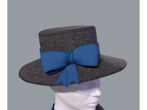 Victorian dress with hat 3D Model