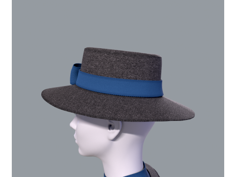 Victorian dress with hat 3D Model