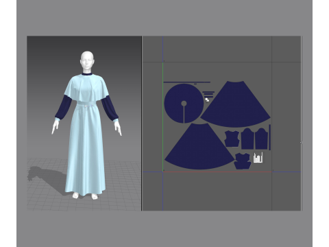 Victorian dress with hat 3D Model